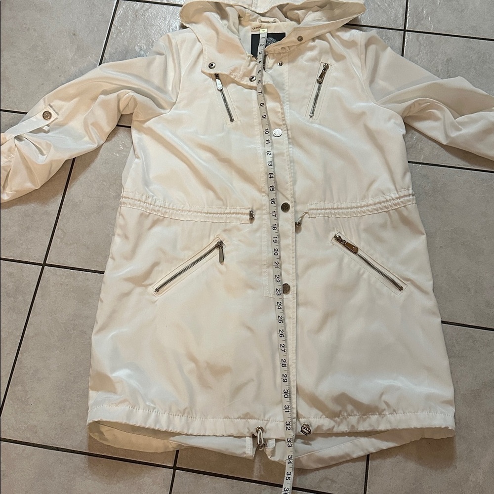 VINCE CAMUTO Cream/Off-White Hooded Utility Jacket Sz M Quality Feminine Classic - Picture 14 of 15